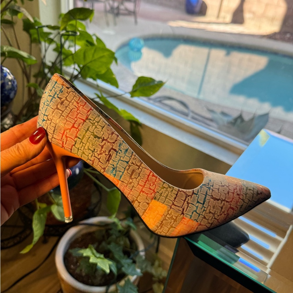 Multicolor Patchwork Women's Heels - image 8